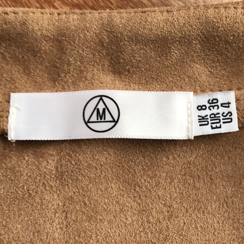 Missguided Fit & Flare Suede Wrap Camel Dress US 4 - Picture 5 of 7